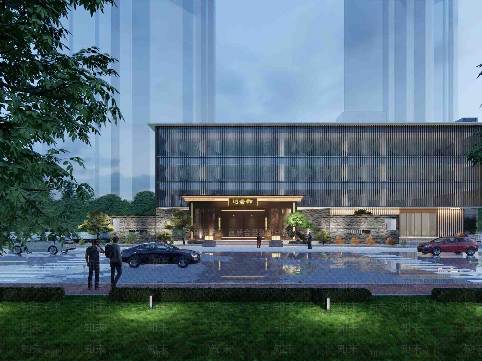 现代新中式商场建筑SU模型下载【ID:1180927926】