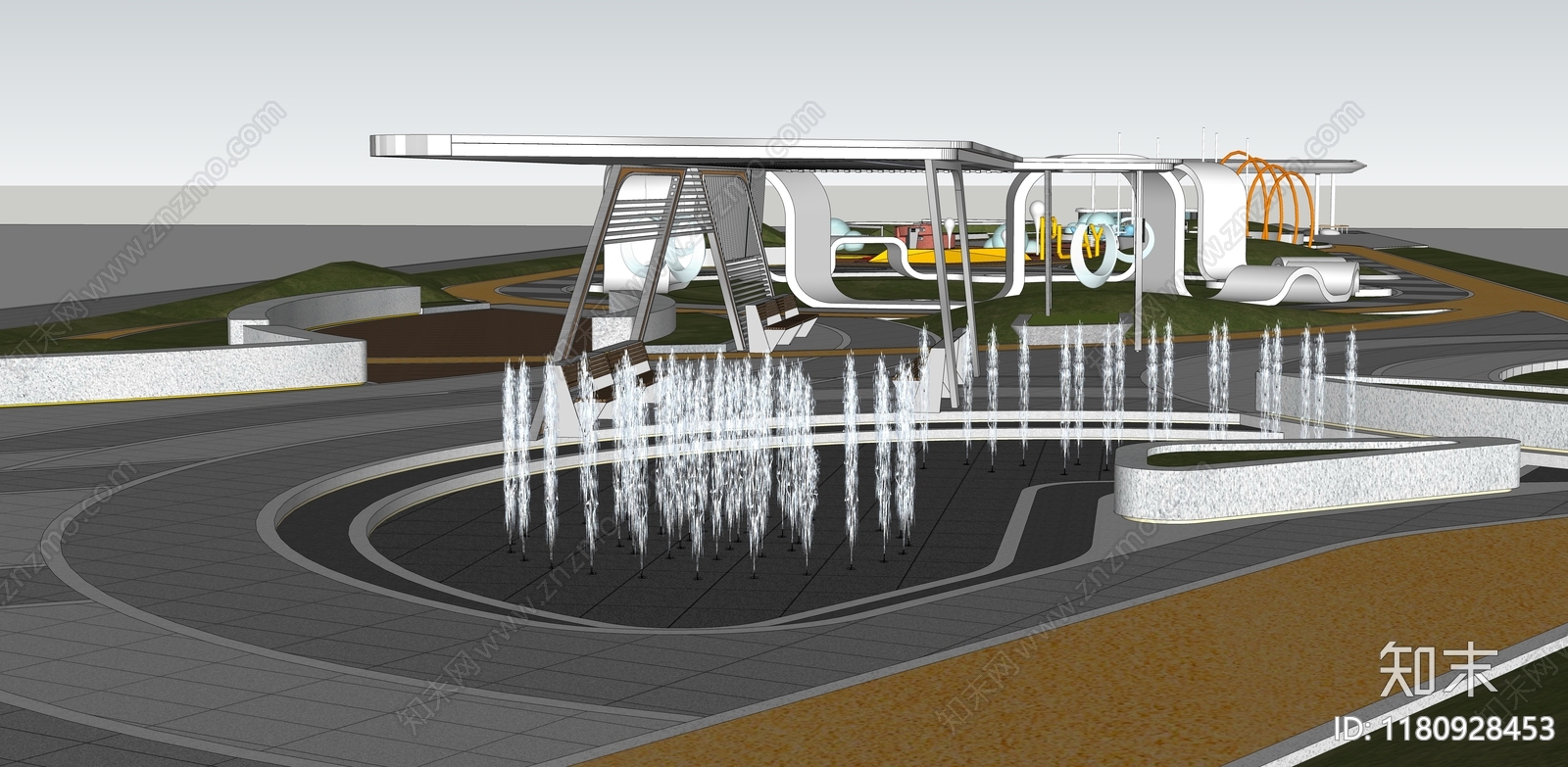 现代口袋公园SU模型下载【ID:1180928453】