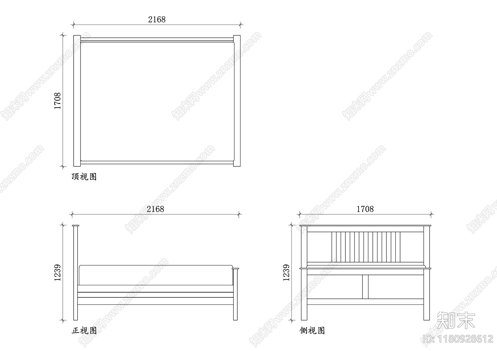 现代床cad施工图下载【ID:1180928612】