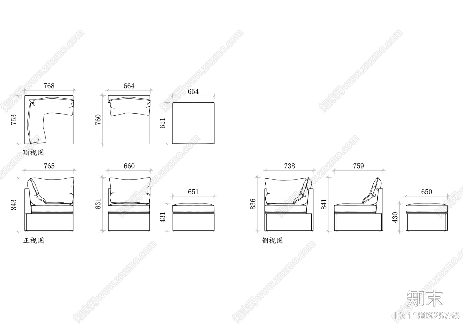 现代沙发施工图下载【ID:1180928756】