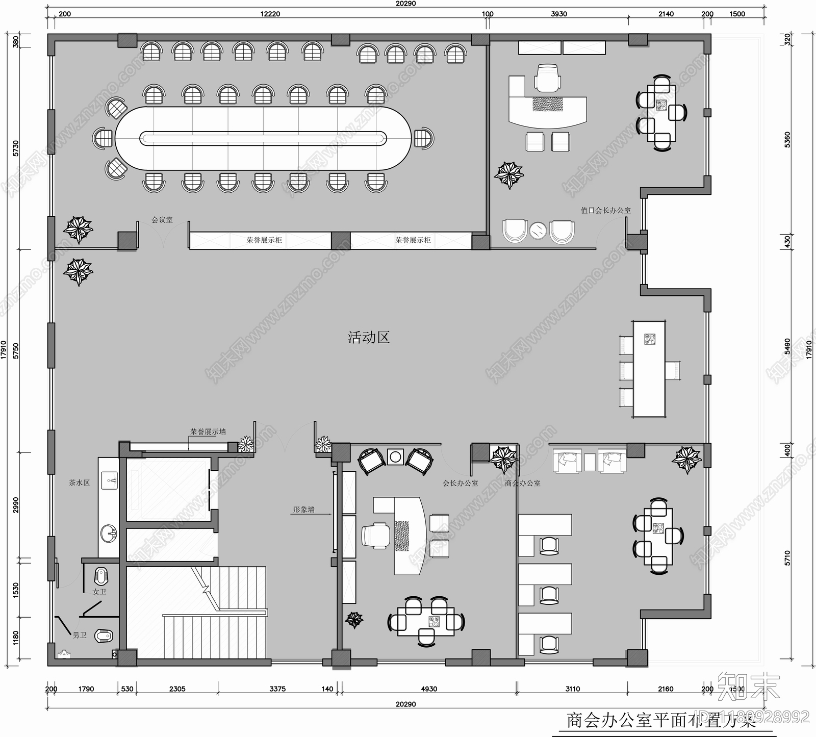 办公室平面图cad施工图下载【ID:1180928992】