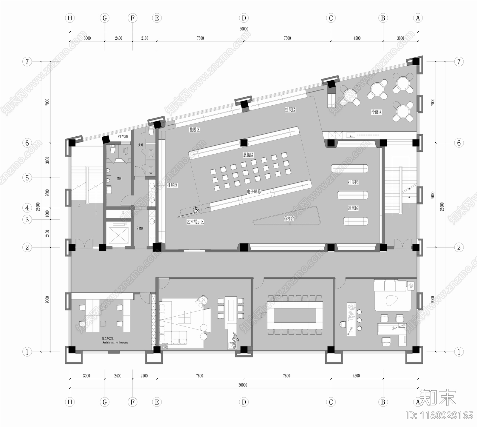 现代展厅cad施工图下载【ID:1180929165】