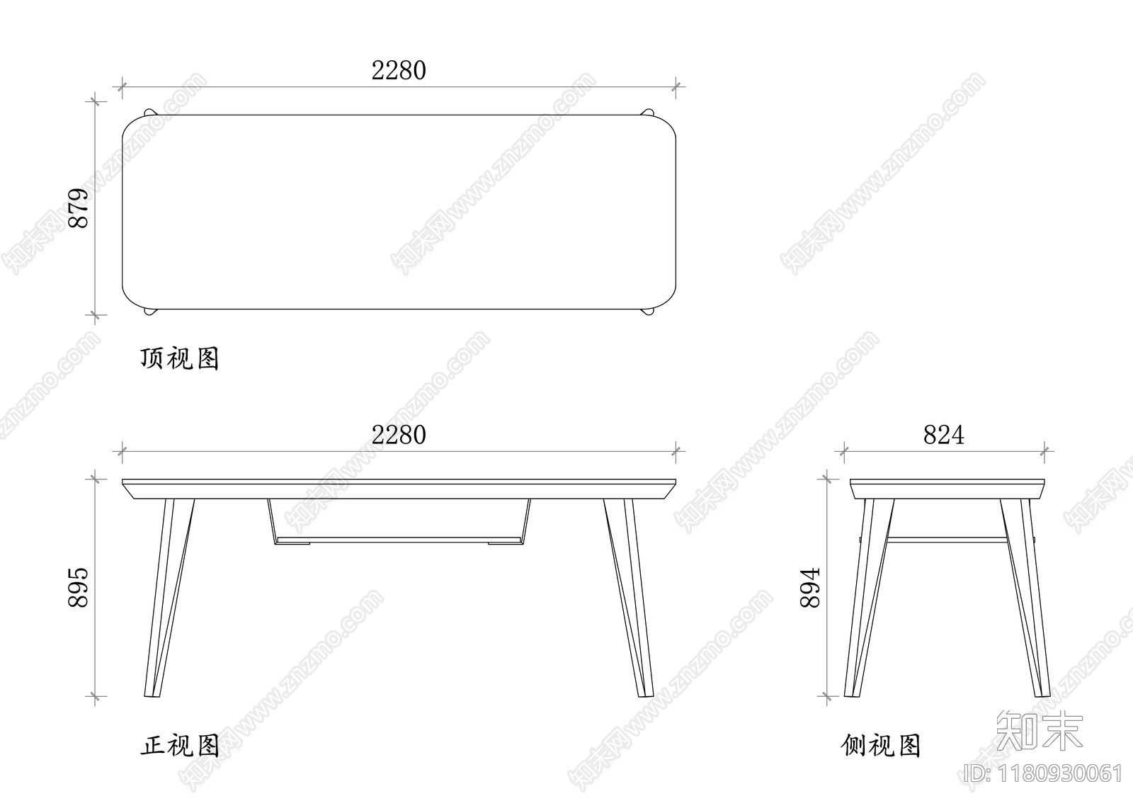 现代桌子施工图下载【ID:1180930061】