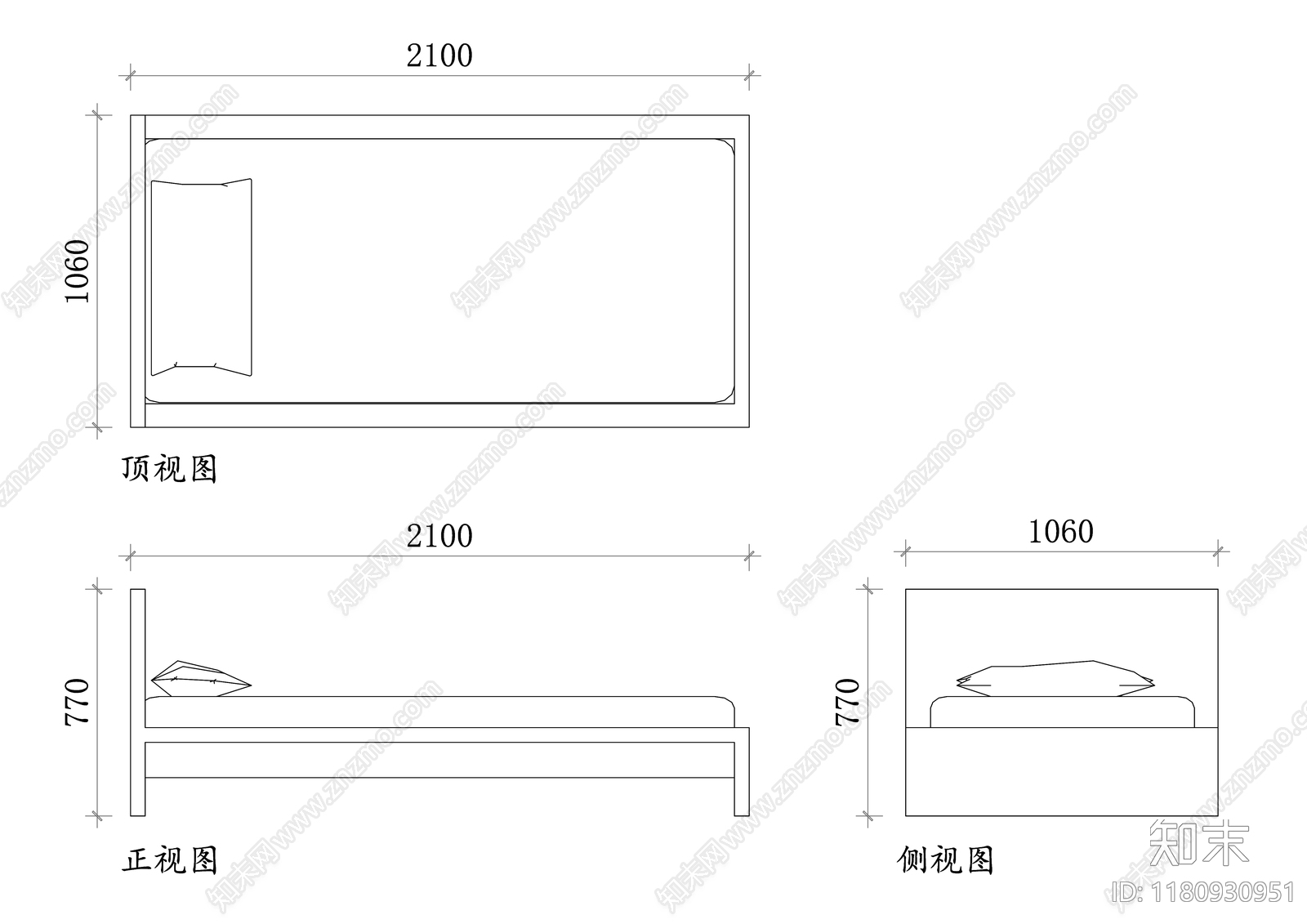 现代床cad施工图下载【ID:1180930951】