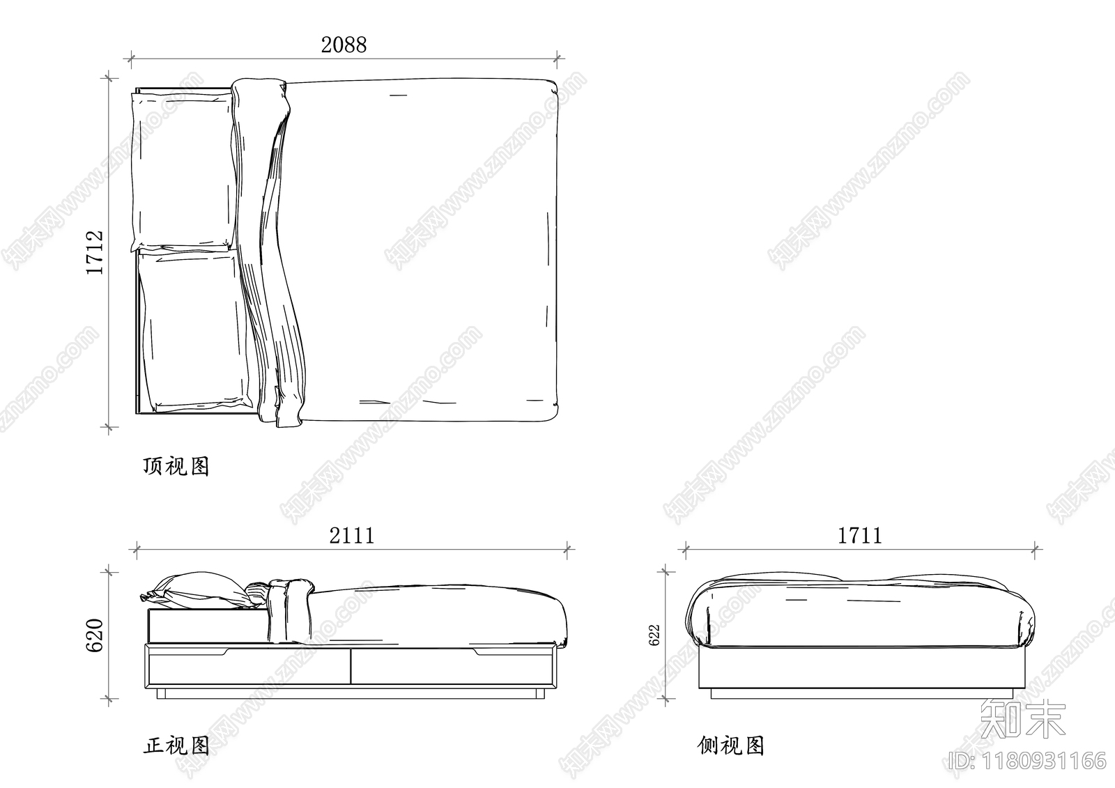 现代床cad施工图下载【ID:1180931166】