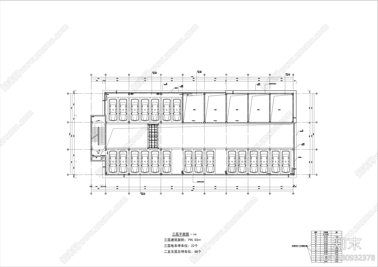 现代停车楼cad施工图下载【ID:1180932378】