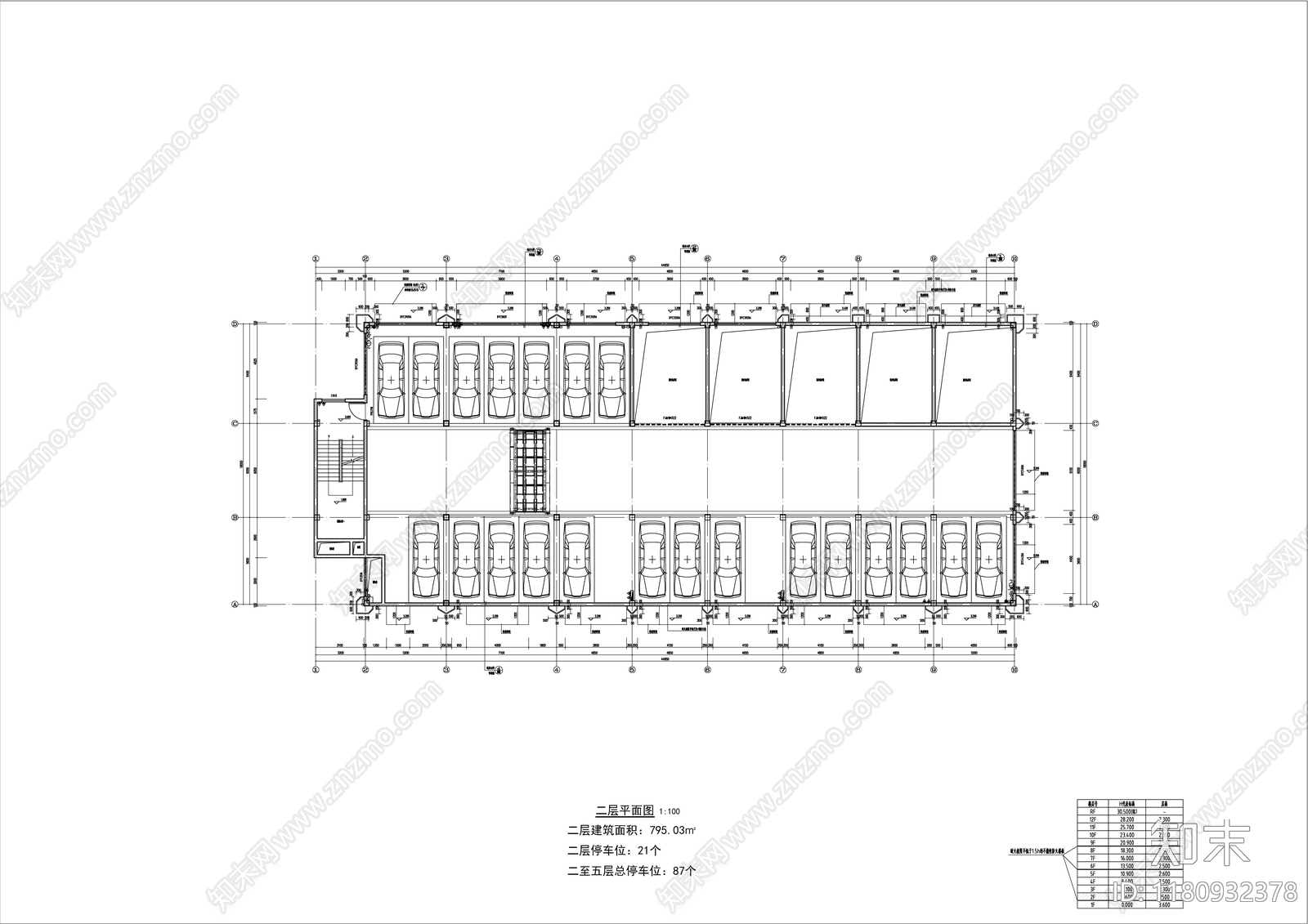 现代停车楼cad施工图下载【ID:1180932378】