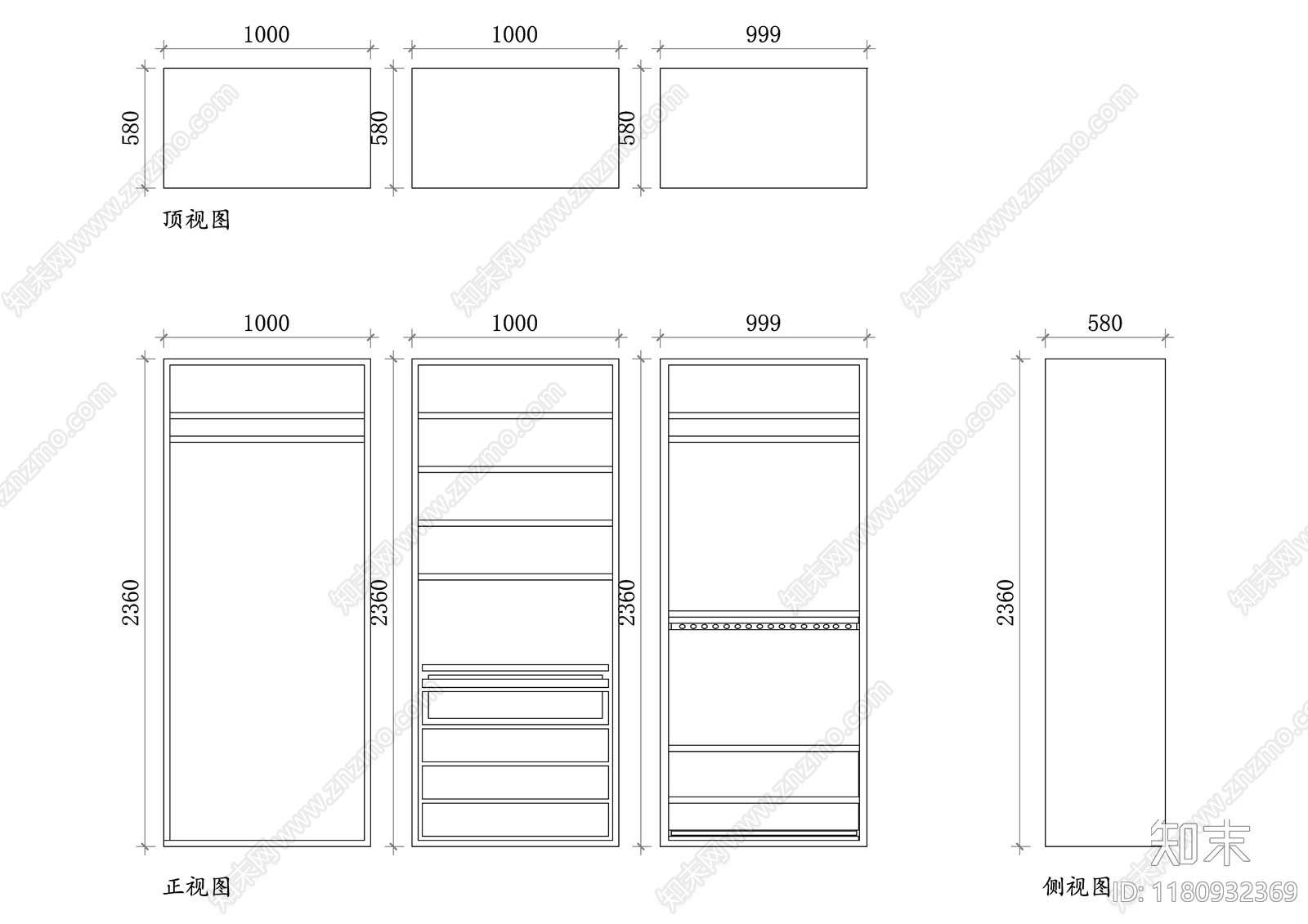 现代柜子cad施工图下载【ID:1180932369】