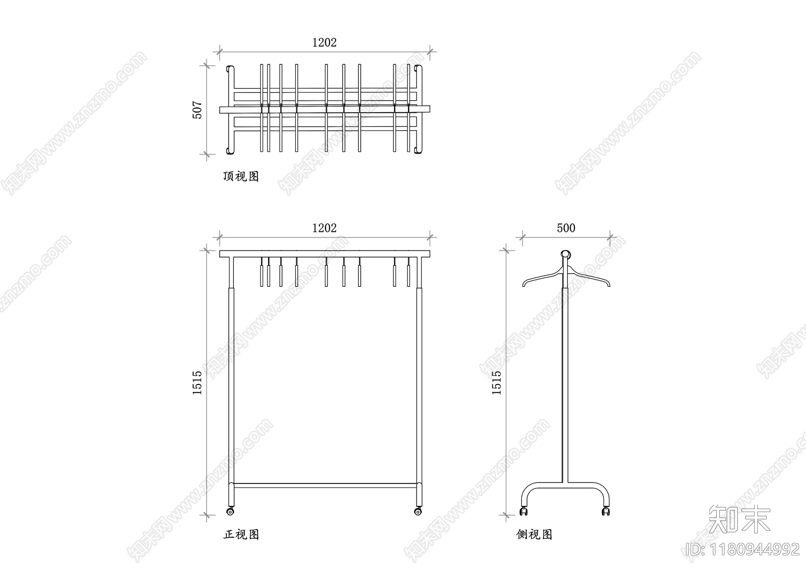 现代晾衣架施工图下载【ID:1180944992】