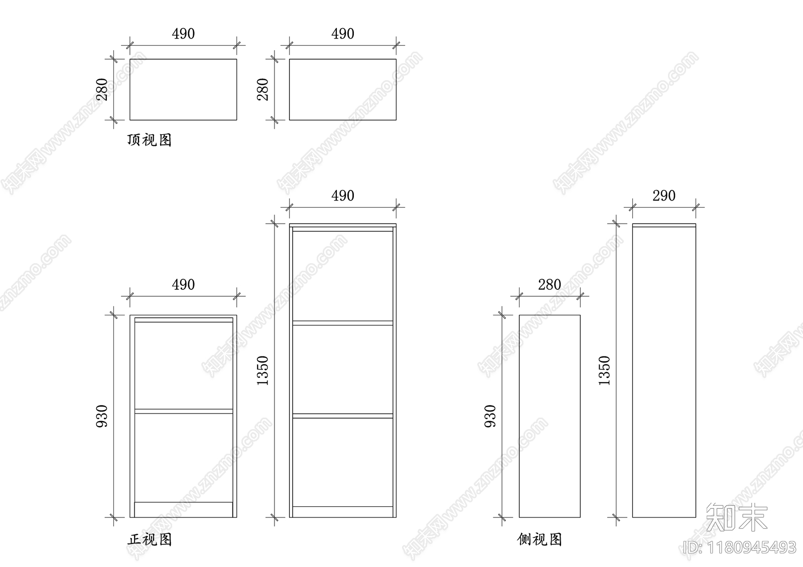 现代柜子cad施工图下载【ID:1180945493】