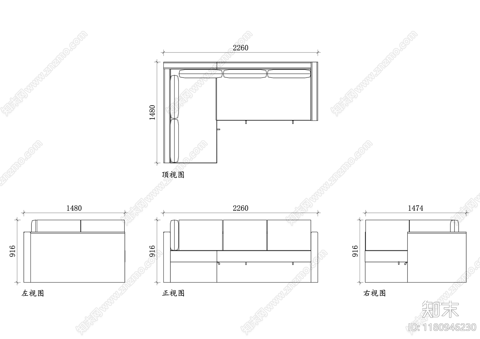现代沙发施工图下载【ID:1180946230】