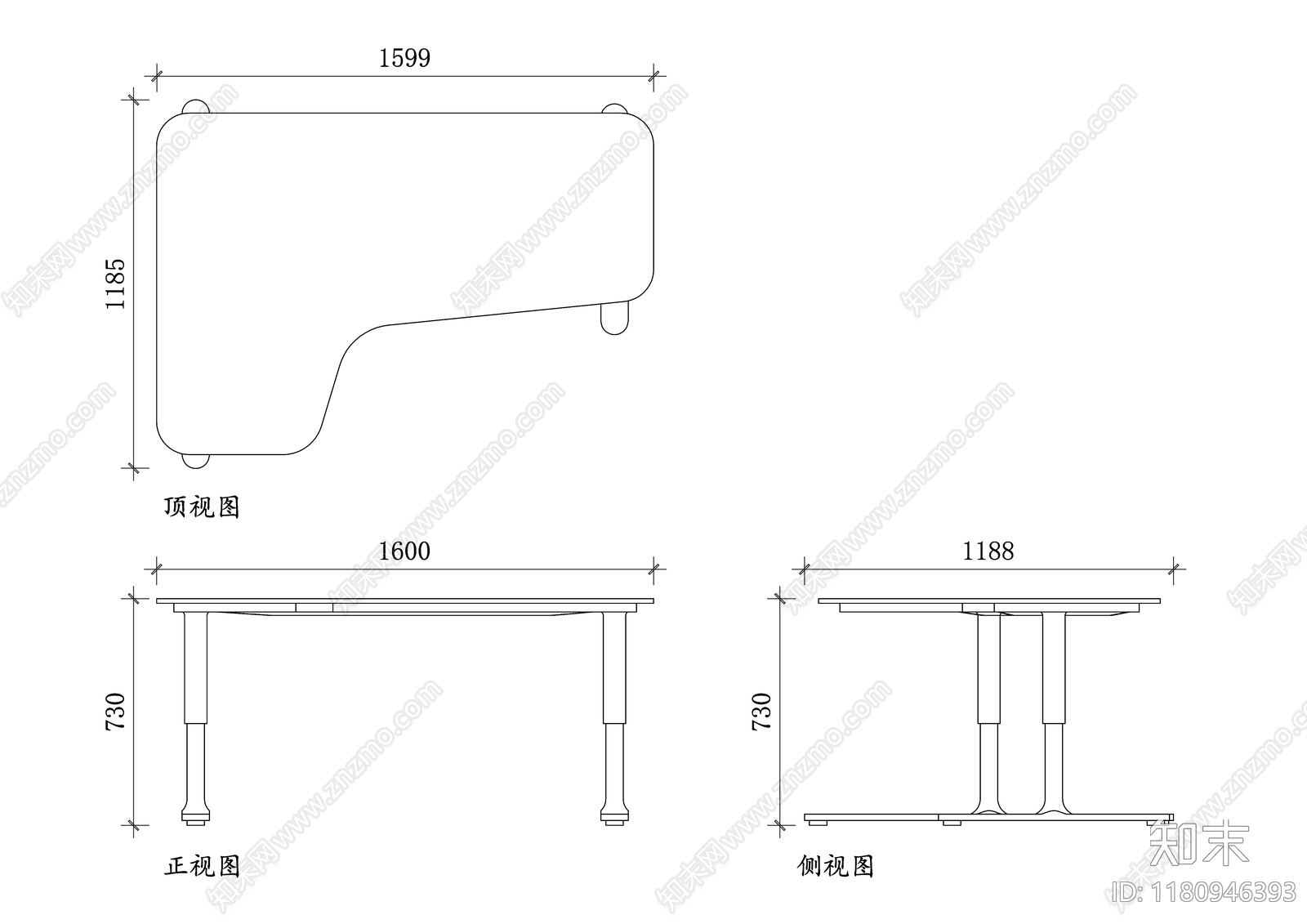 现代桌子施工图下载【ID:1180946393】