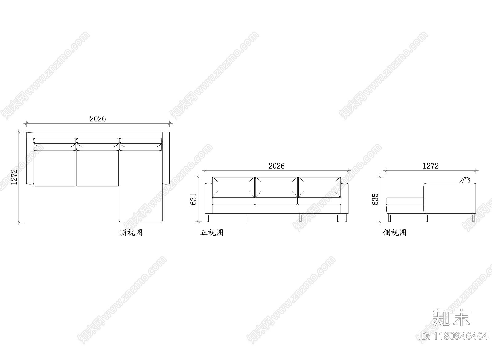 现代沙发cad施工图下载【ID:1180946464】