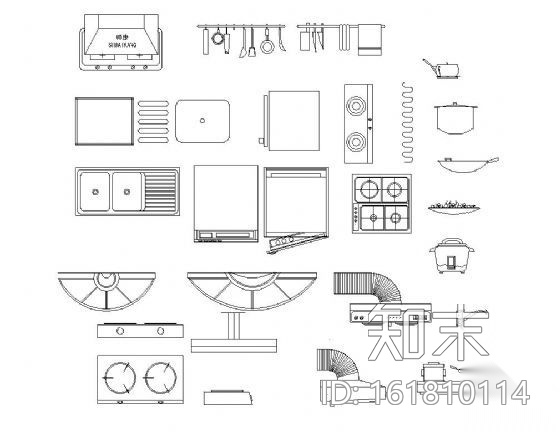 厨房灶具图块cad施工图下载【ID:161810114】