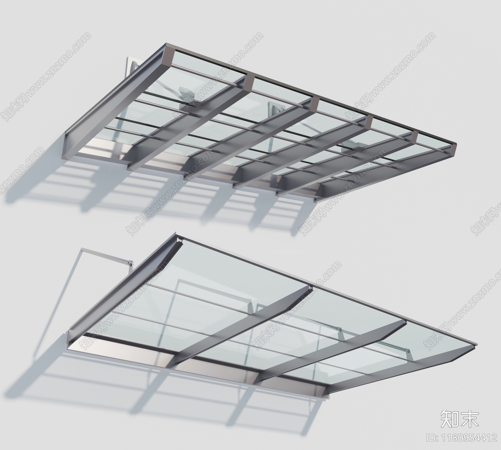 现代玻璃雨棚3D模型下载【ID:1180954412】