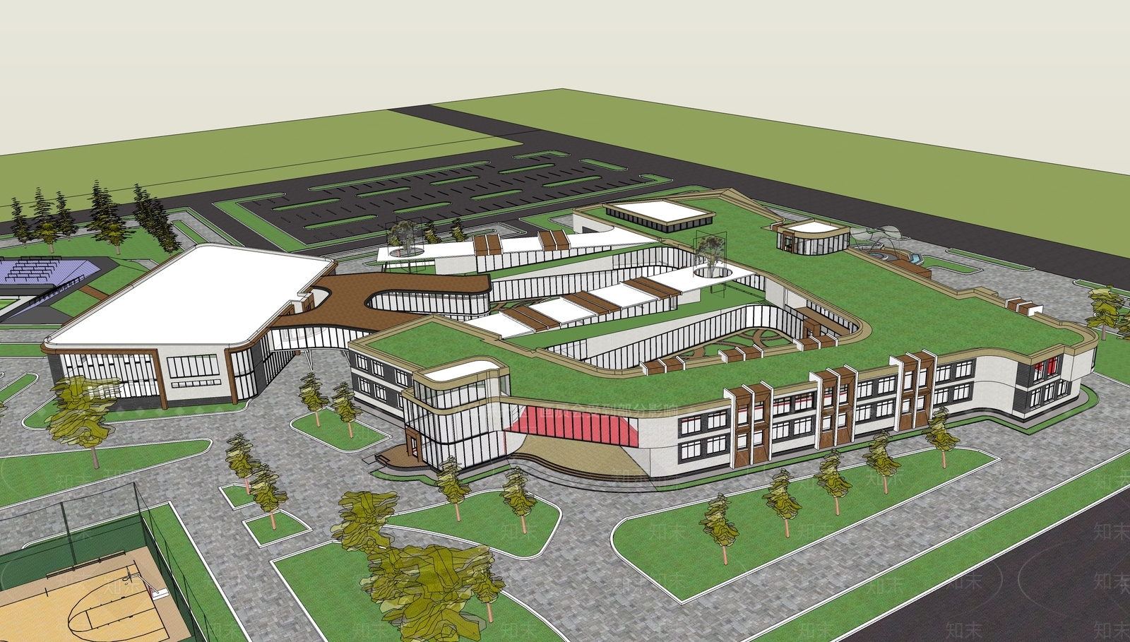 学校建筑SU模型下载【ID:1180959340】