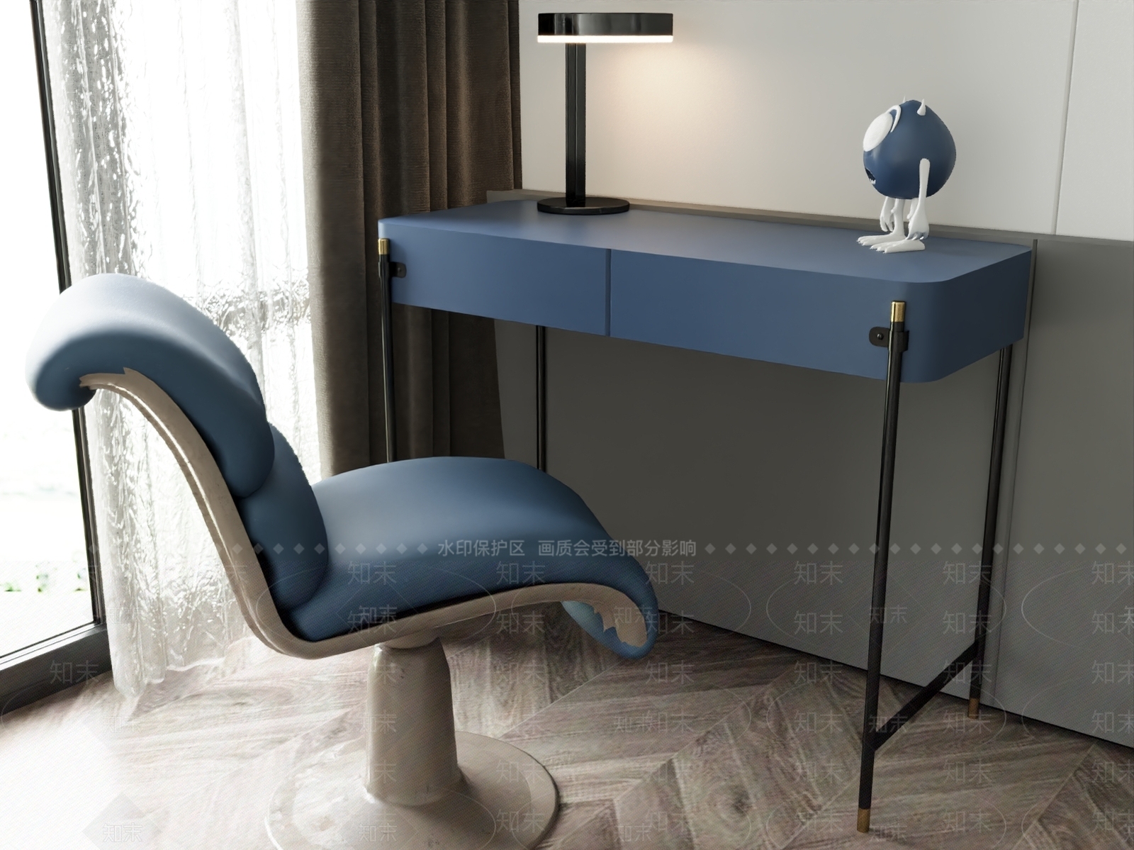 现代书桌椅3D模型下载【ID:1180963100】