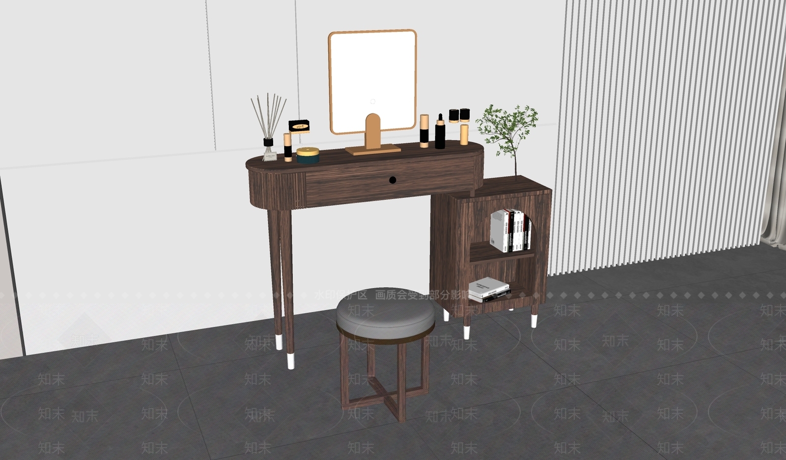 现代新中式梳妆台SU模型下载【ID:1180963280】