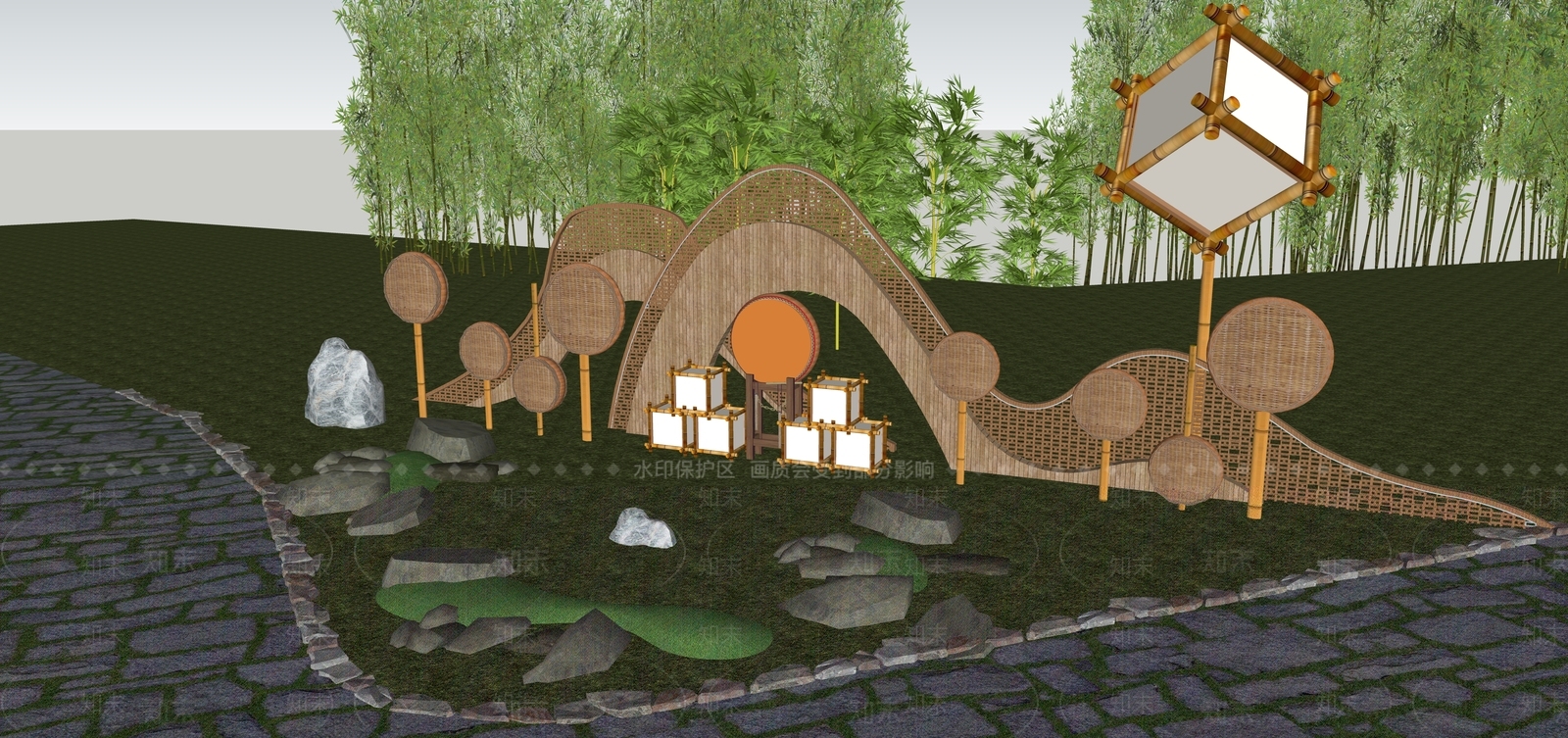 现代景观公园SU模型下载【ID:1180964592】