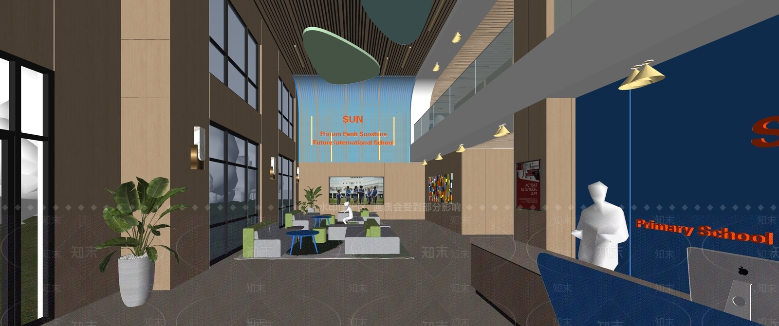 现代办公大堂SU模型下载【ID:1180965490】