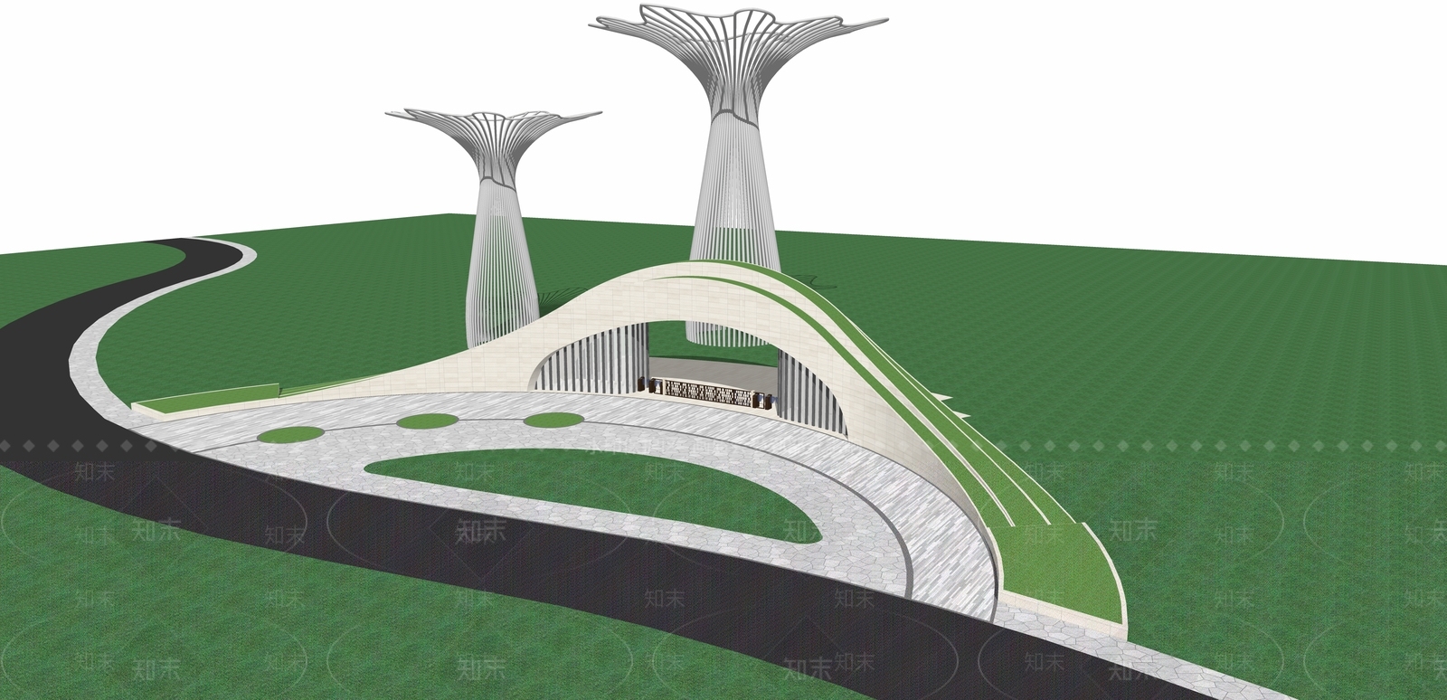 现代景观公园SU模型下载【ID:1180965548】