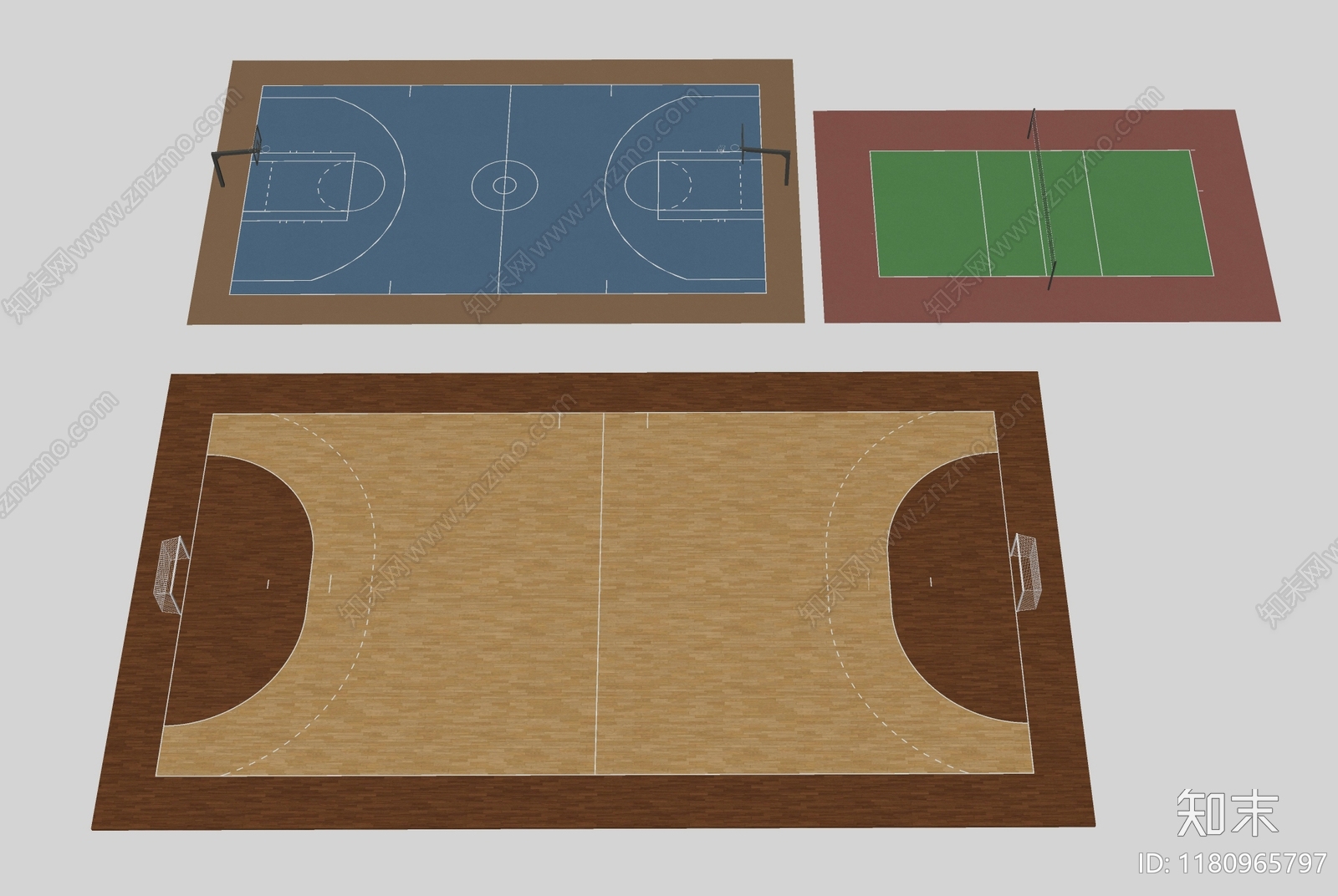 现代篮球场SU模型下载【ID:1180965797】
