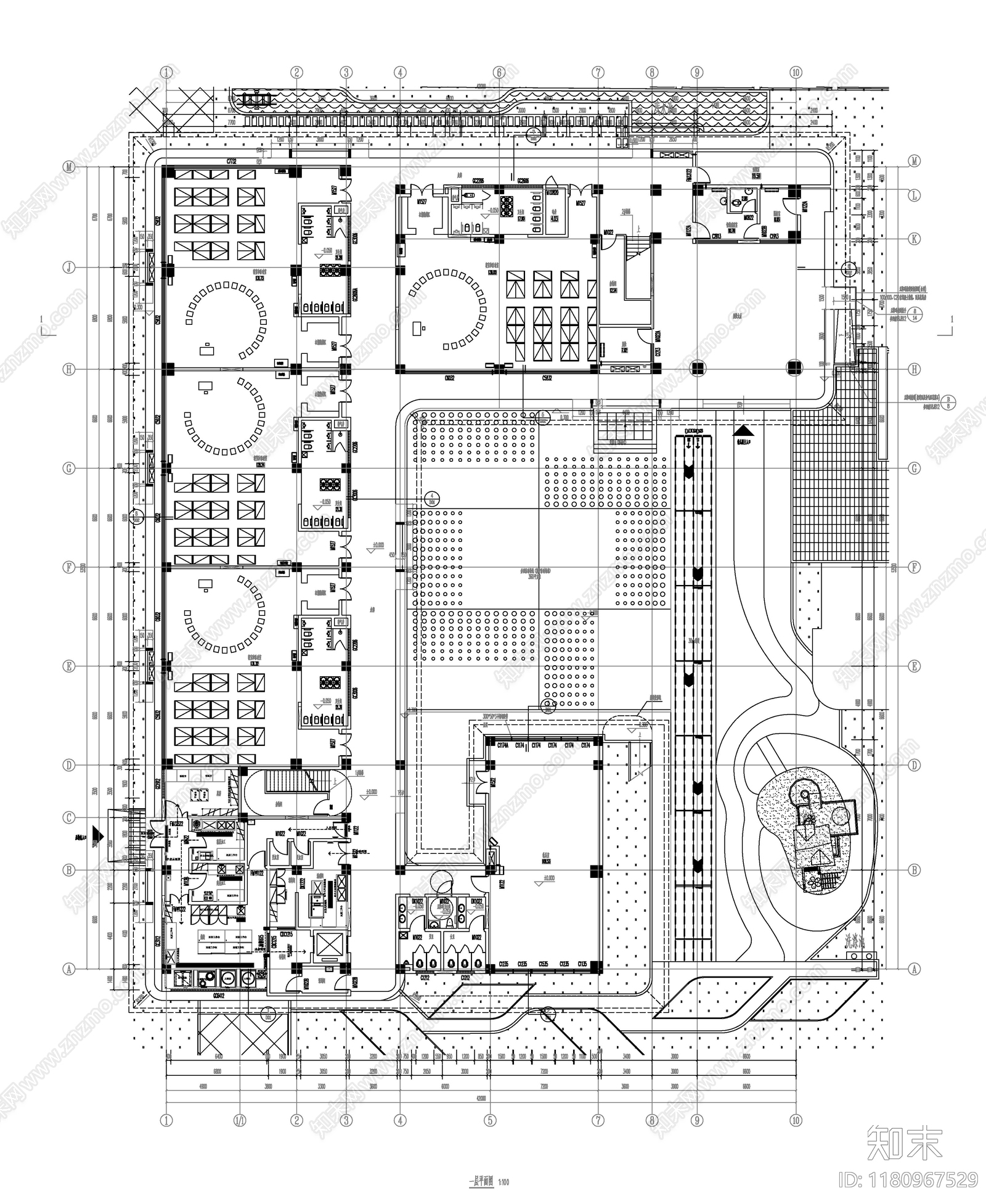 现代新中式幼儿园建筑cad施工图下载【ID:1180967529】
