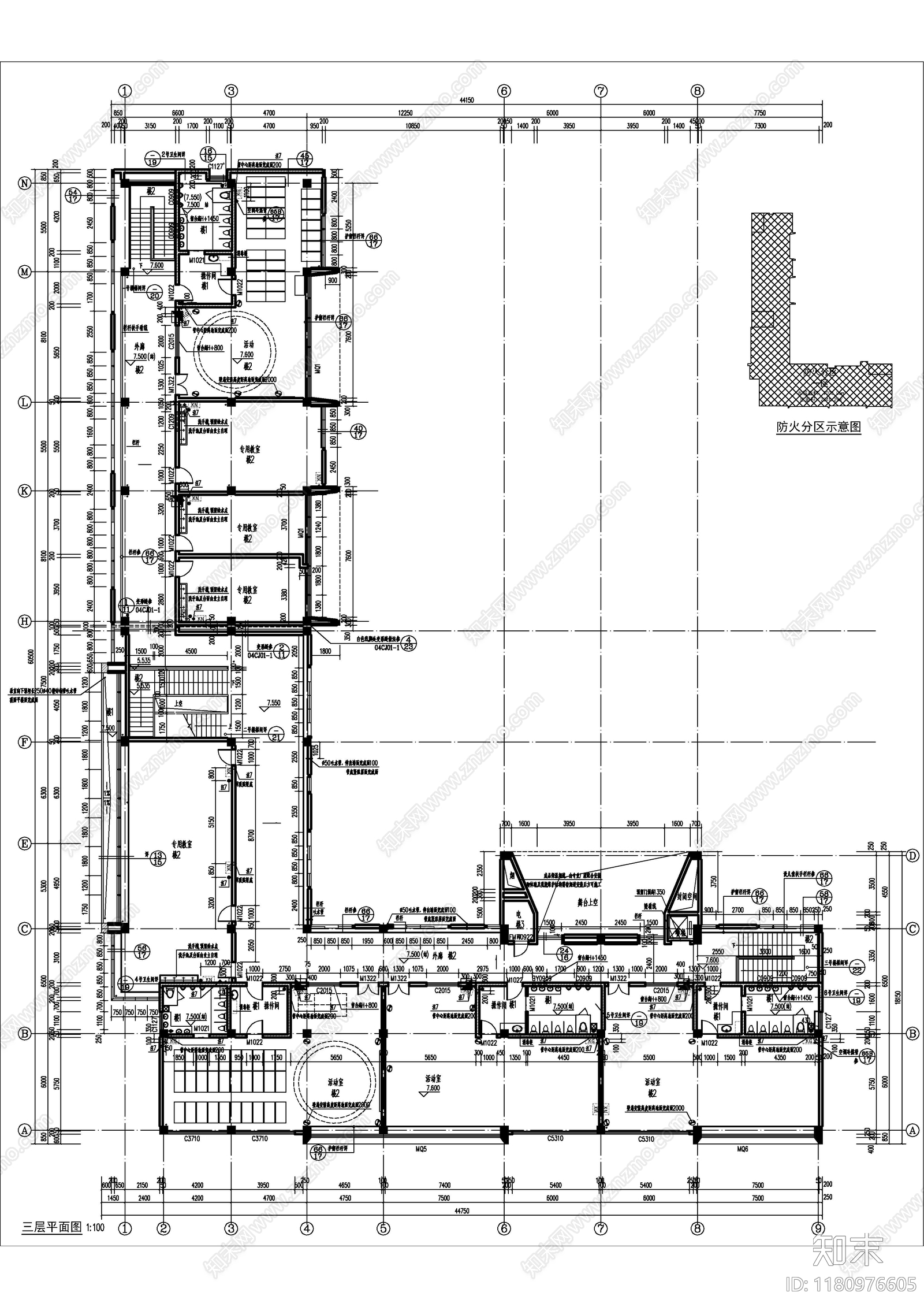 现代幼儿园建筑cad施工图下载【ID:1180976605】