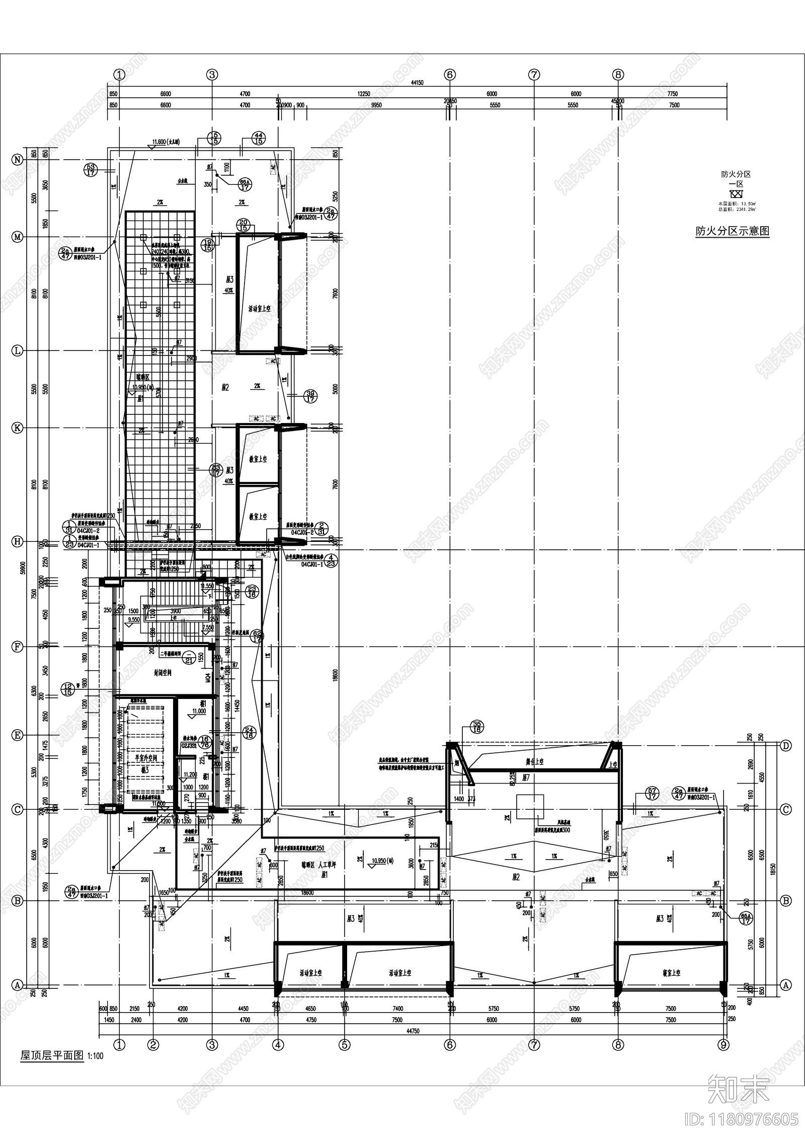 现代幼儿园建筑cad施工图下载【ID:1180976605】