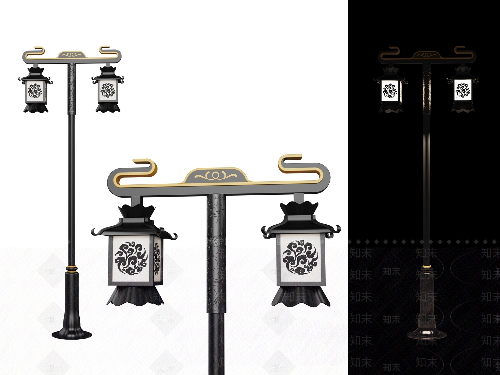 新中式中式路灯SU模型下载【ID:1180987803】