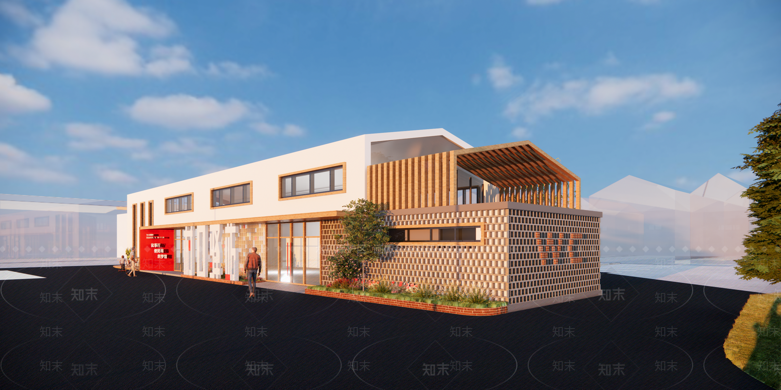 现代新中式小公建SU模型下载【ID:1180988314】