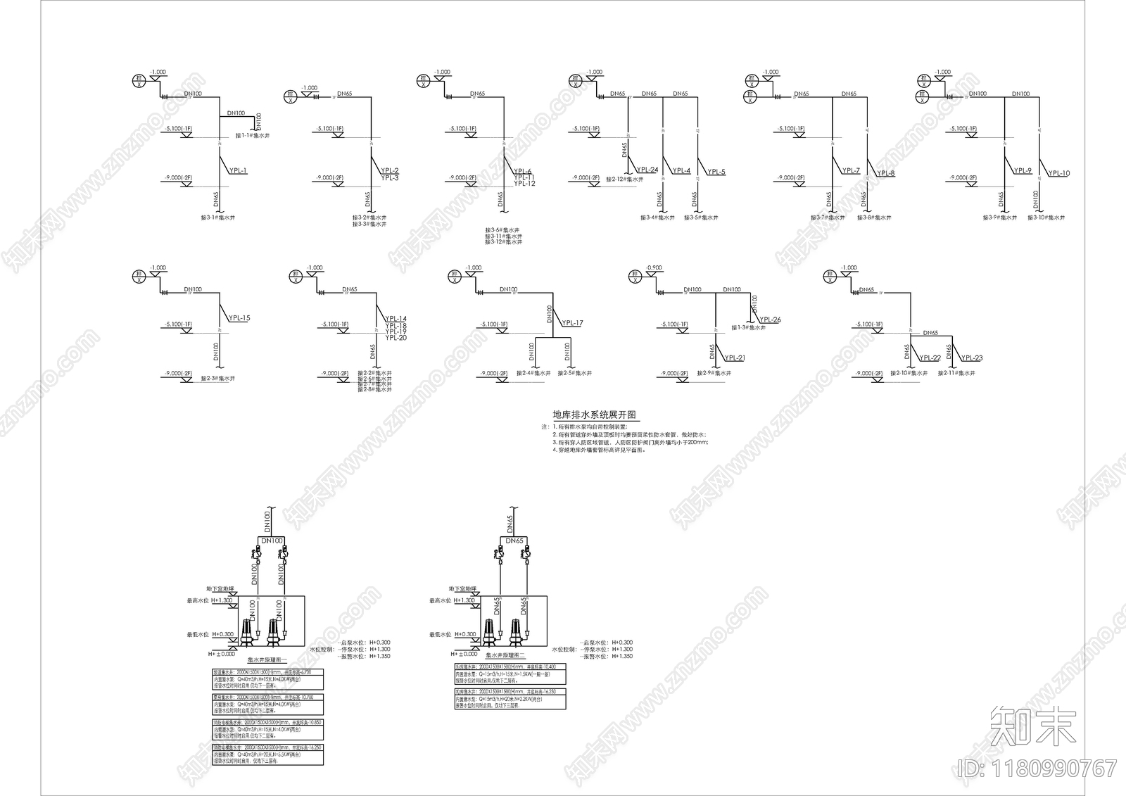 给排水图cad施工图下载【ID:1180990767】