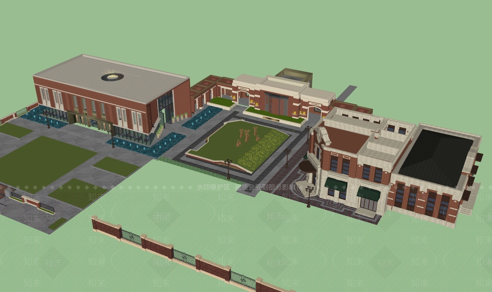 新中式售楼处建筑SU模型下载【ID:1180991057】