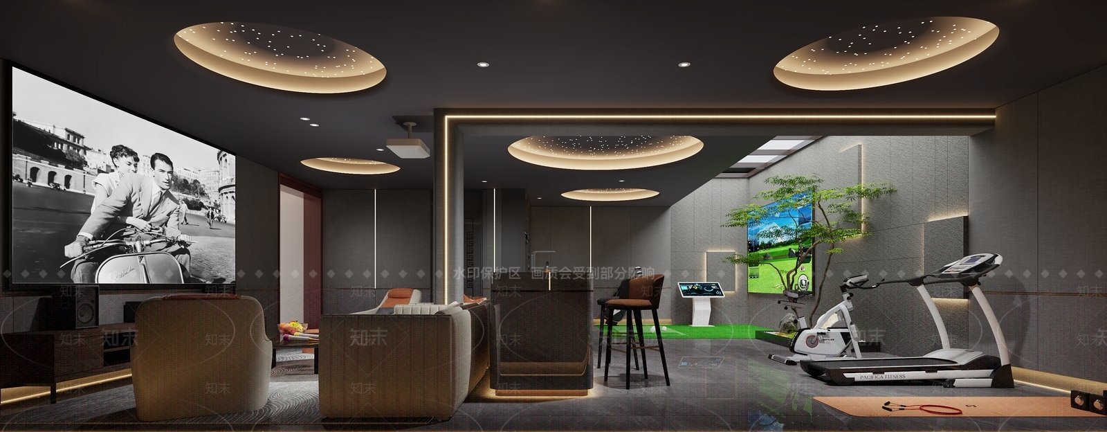 新中式现代影音室3D模型下载【ID:1180993728】