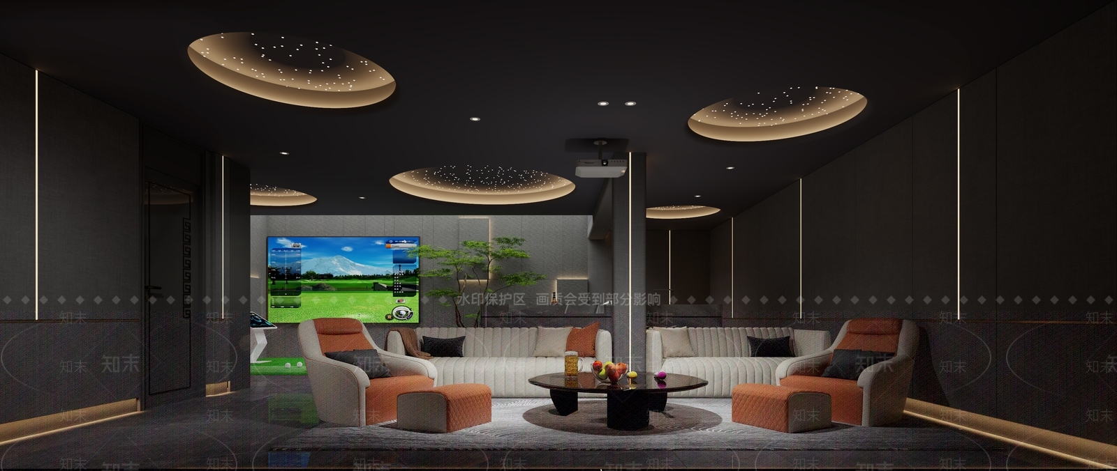 新中式现代影音室3D模型下载【ID:1180993728】