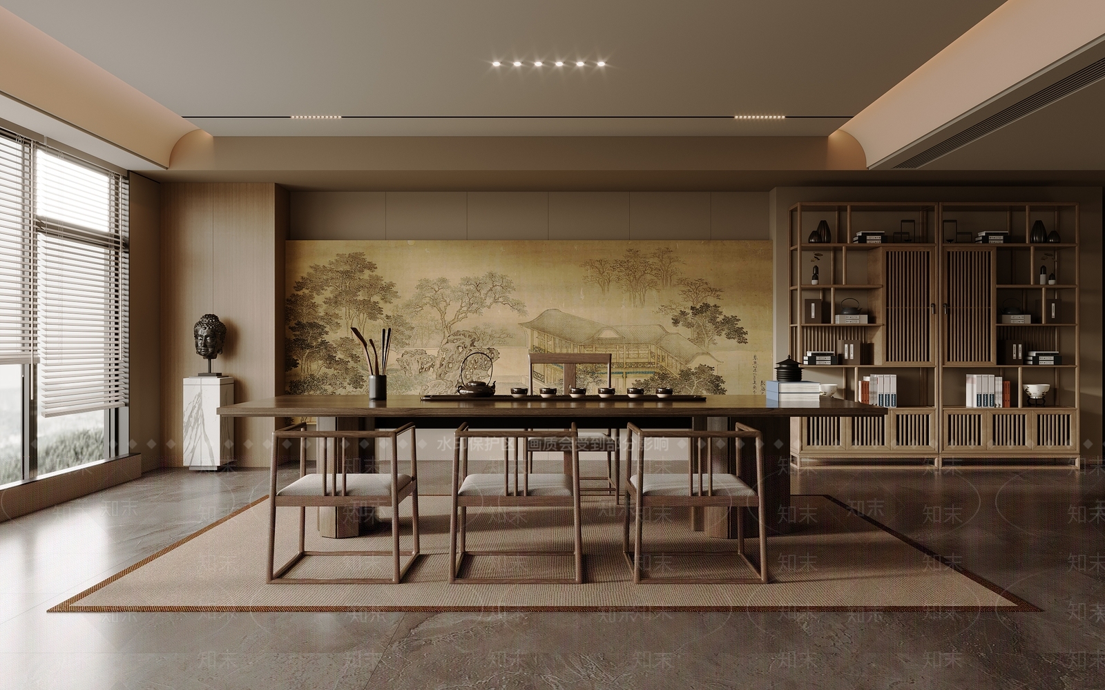 新中式茶室3D模型下载【ID:1180995222】