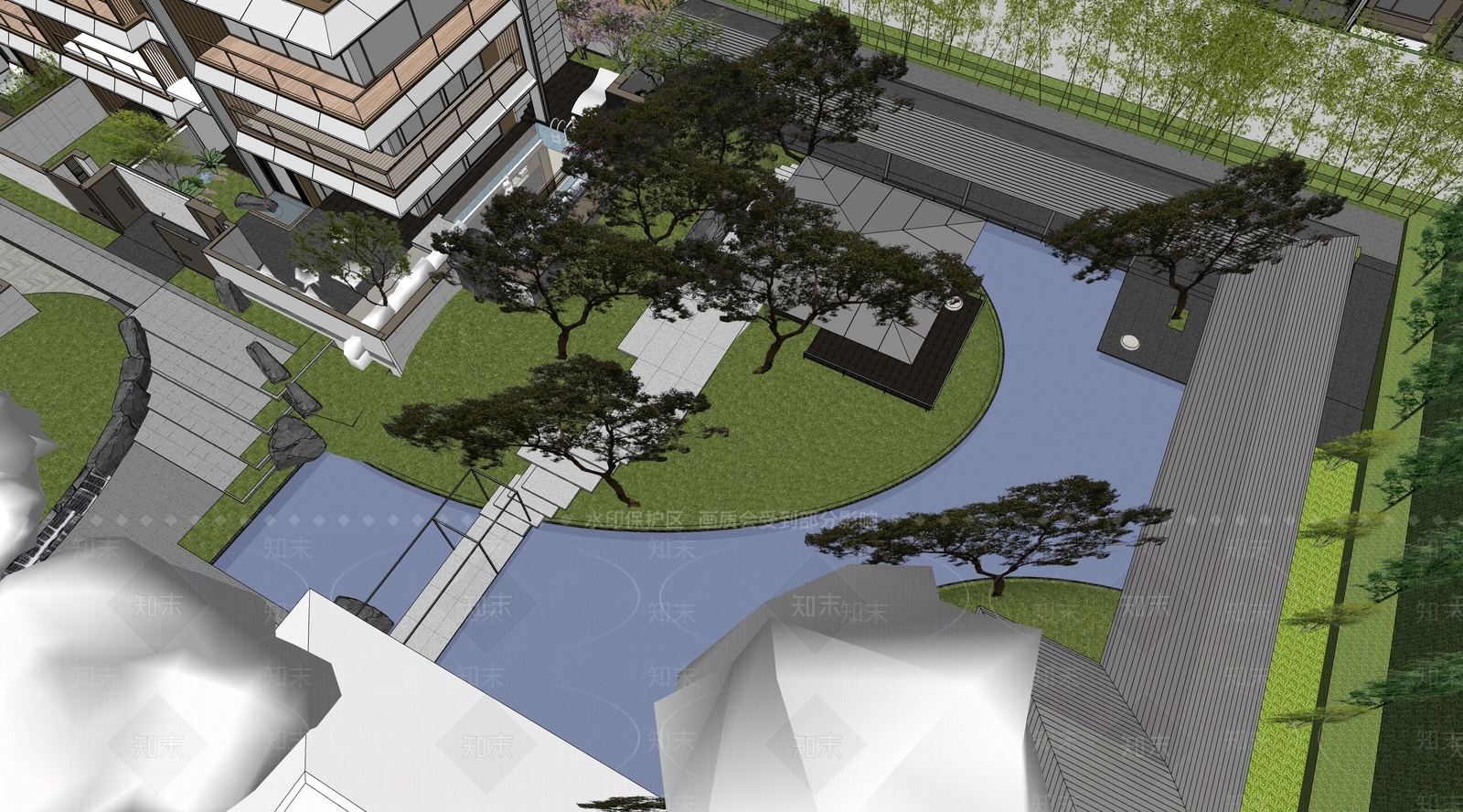 现代新中式多层住宅SU模型下载【ID:1180998239】