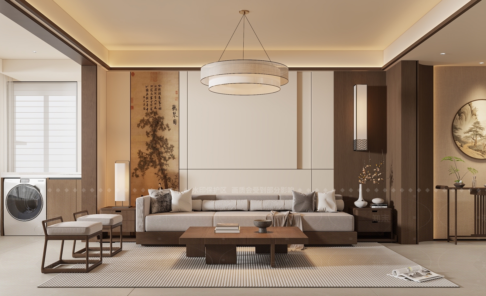 新中式玄关3D模型下载【ID:1214947789】