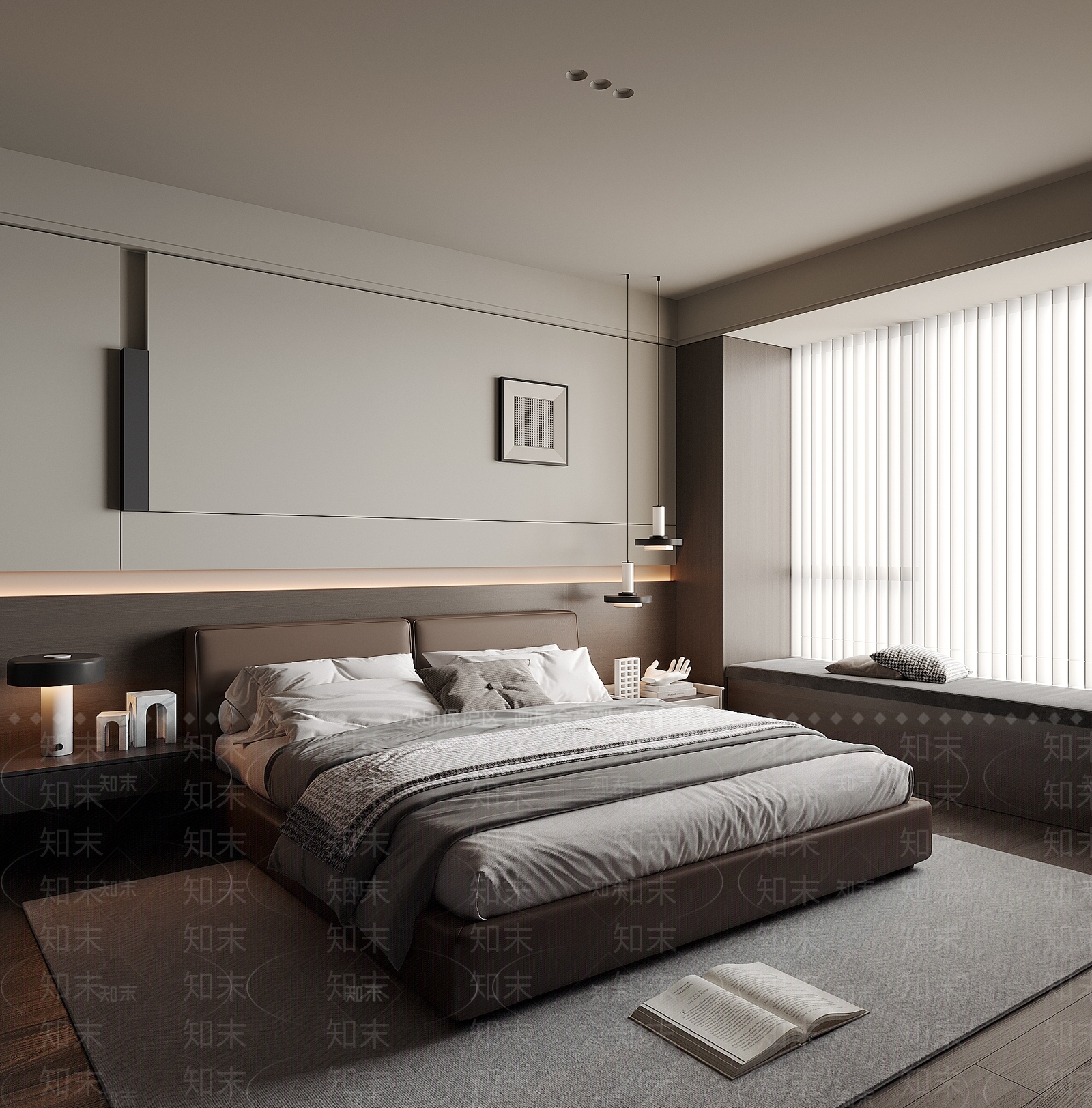 深色飘窗柜卡座沙发3D模型下载【ID:1227356087】