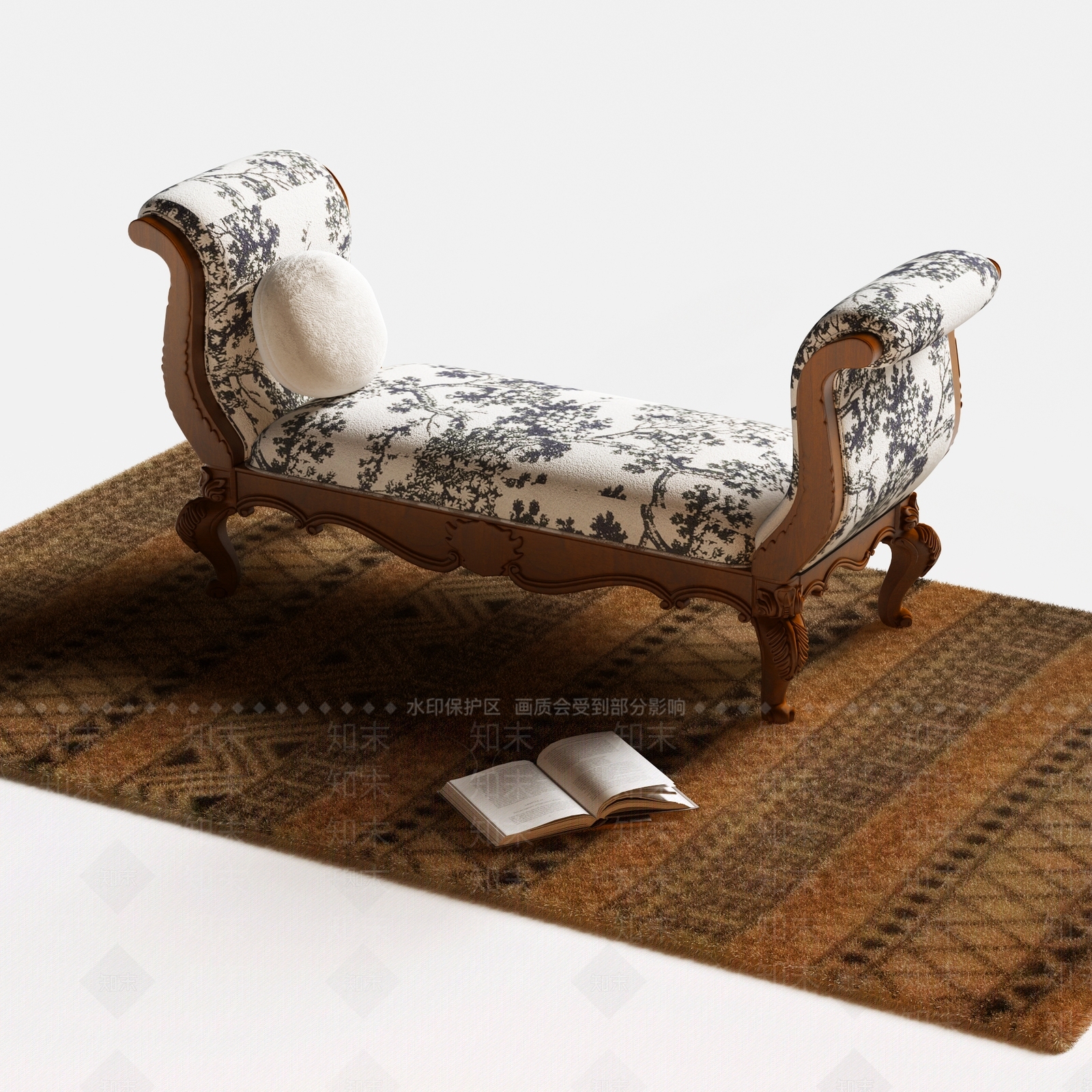 美式欧式沙发凳3D模型下载【ID:1181013674】