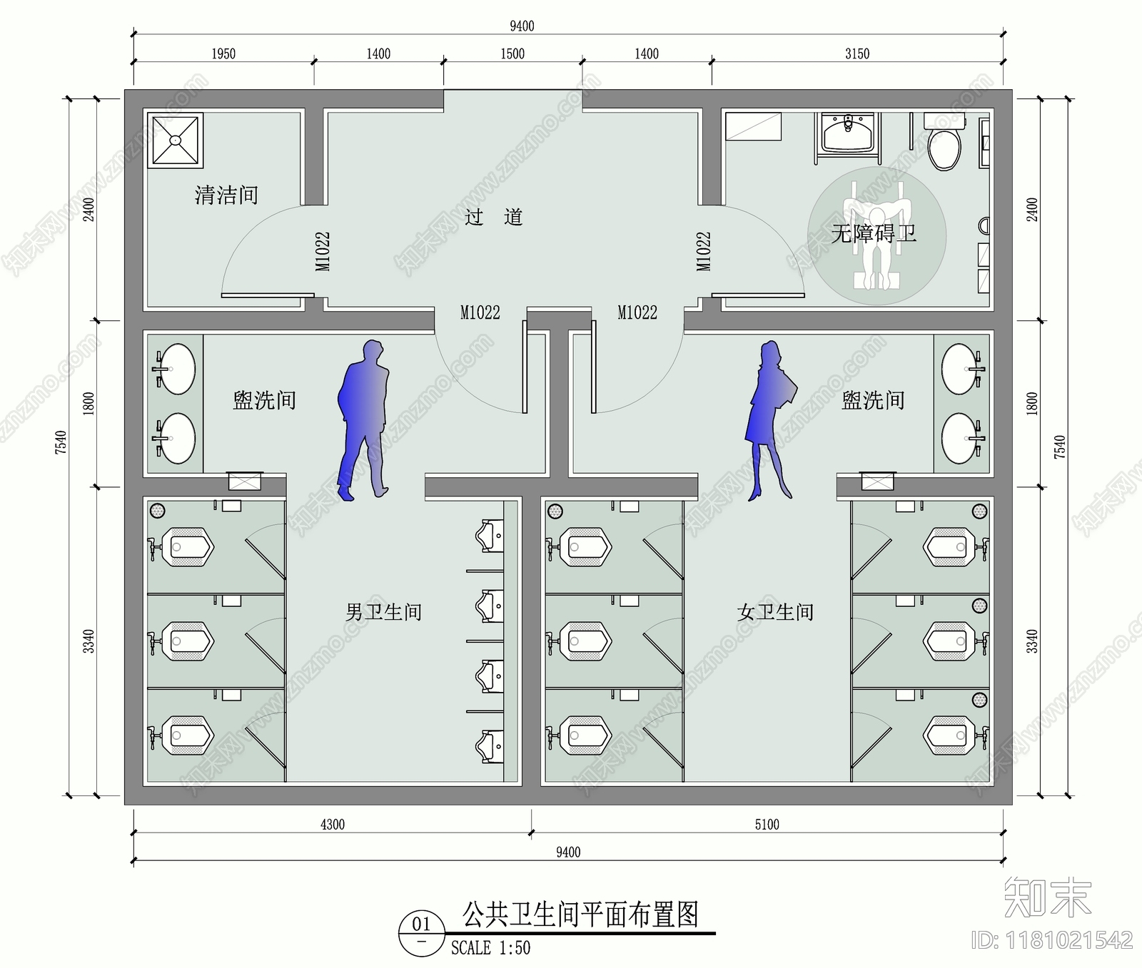 现代公共卫生间cad施工图下载【ID:1181021542】