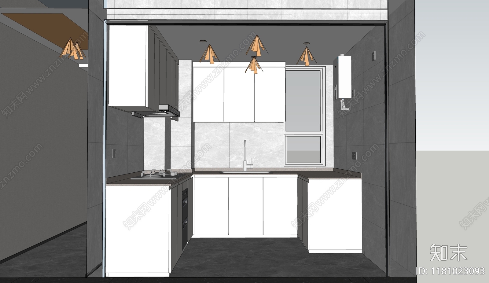 现代日式封闭式厨房SU模型下载【ID:1181023093】