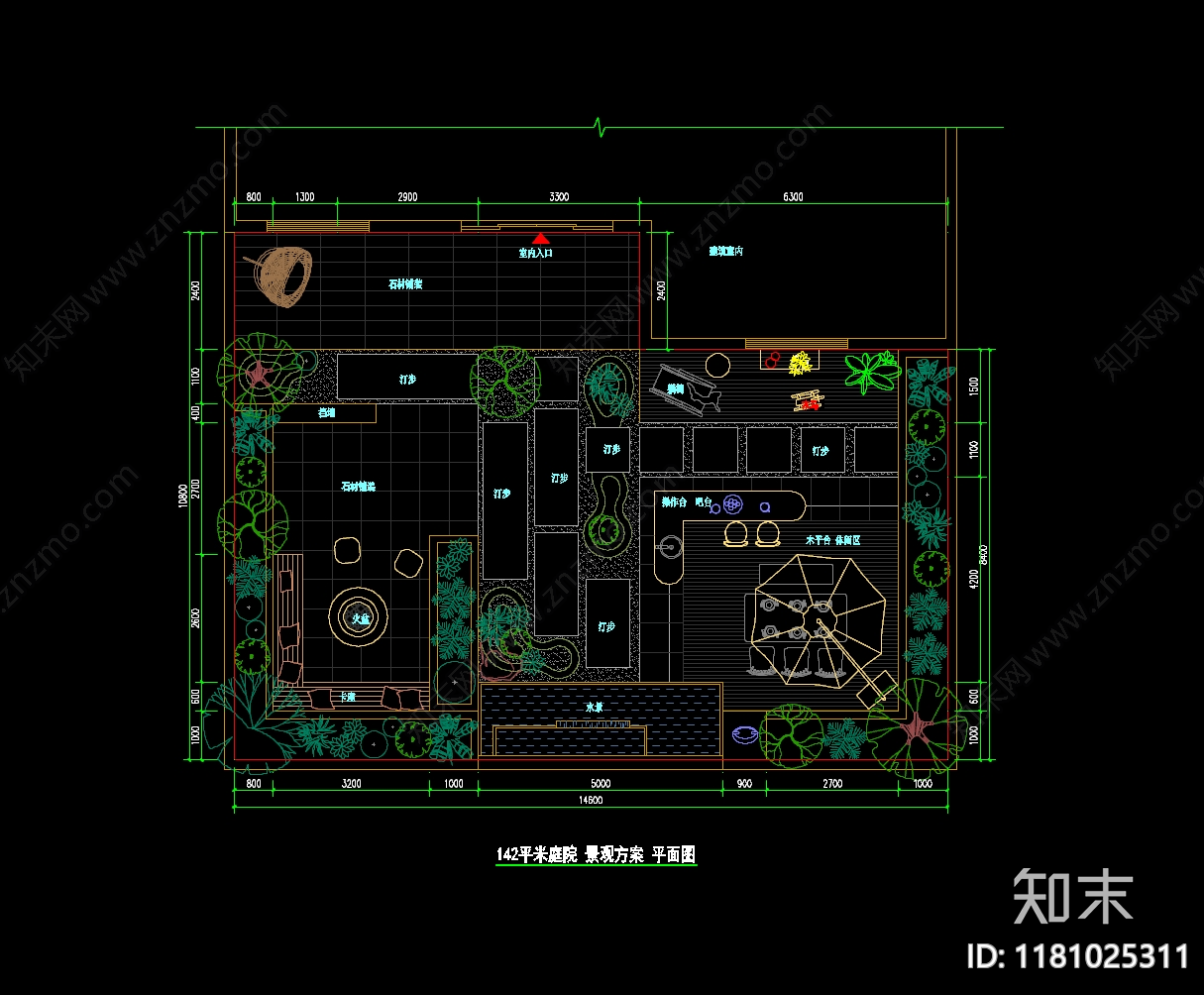 现代庭院cad施工图下载【ID:1181025311】