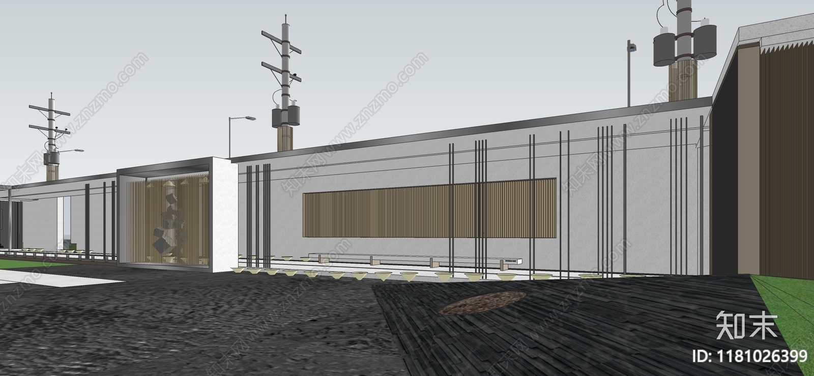 现代小区景观SU模型下载【ID:1181026399】
