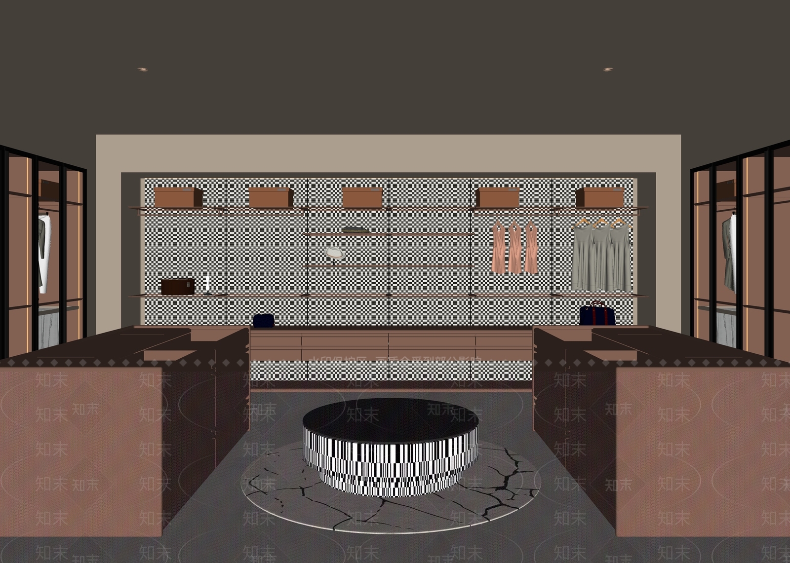 现代轻奢衣帽间SU模型下载【ID:1181032089】