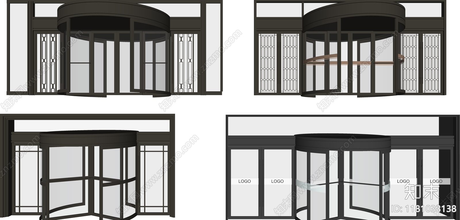 现代旋转门SU模型下载【ID:1181033138】