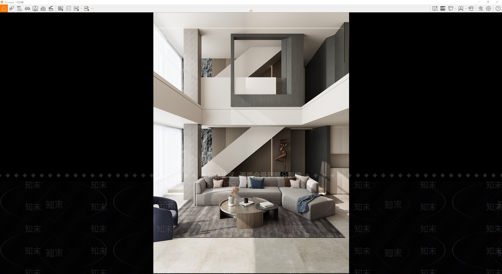 意式简约别墅客厅SU模型下载【ID:1181033789】