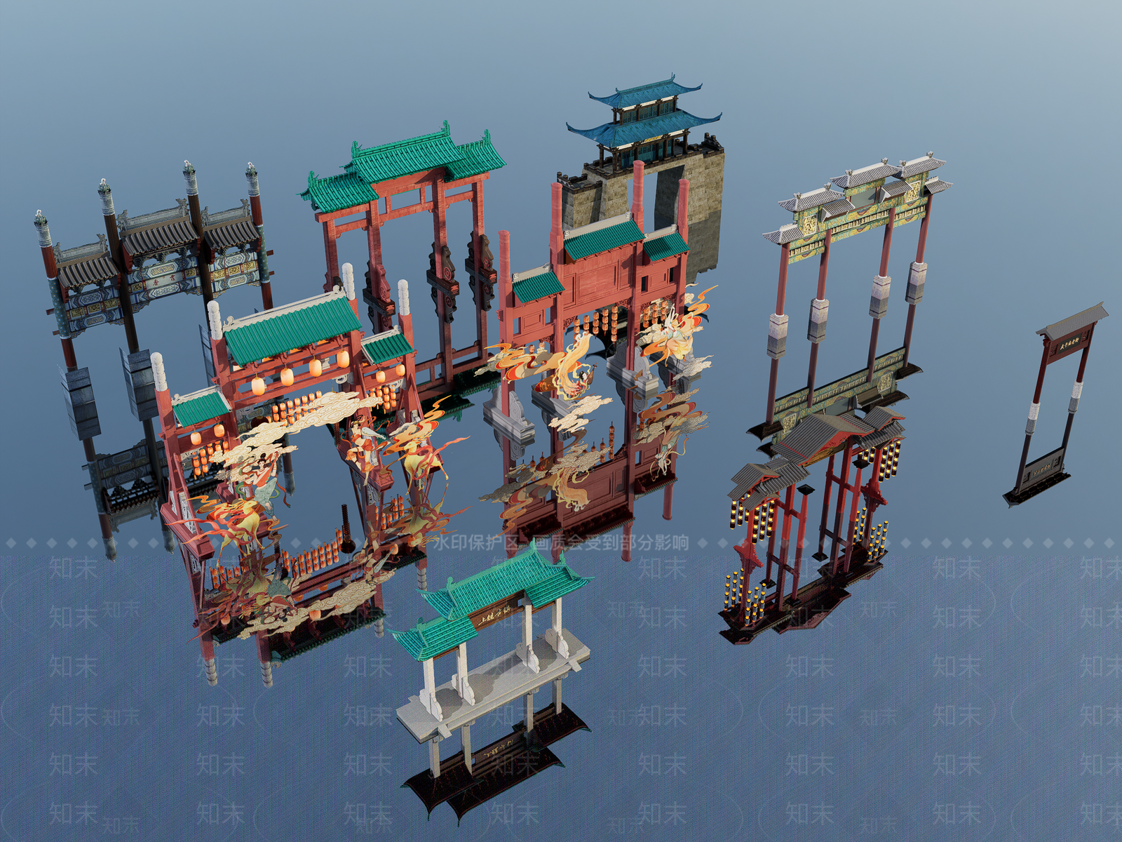 现代新中式古建3D模型下载【ID:1181242059】