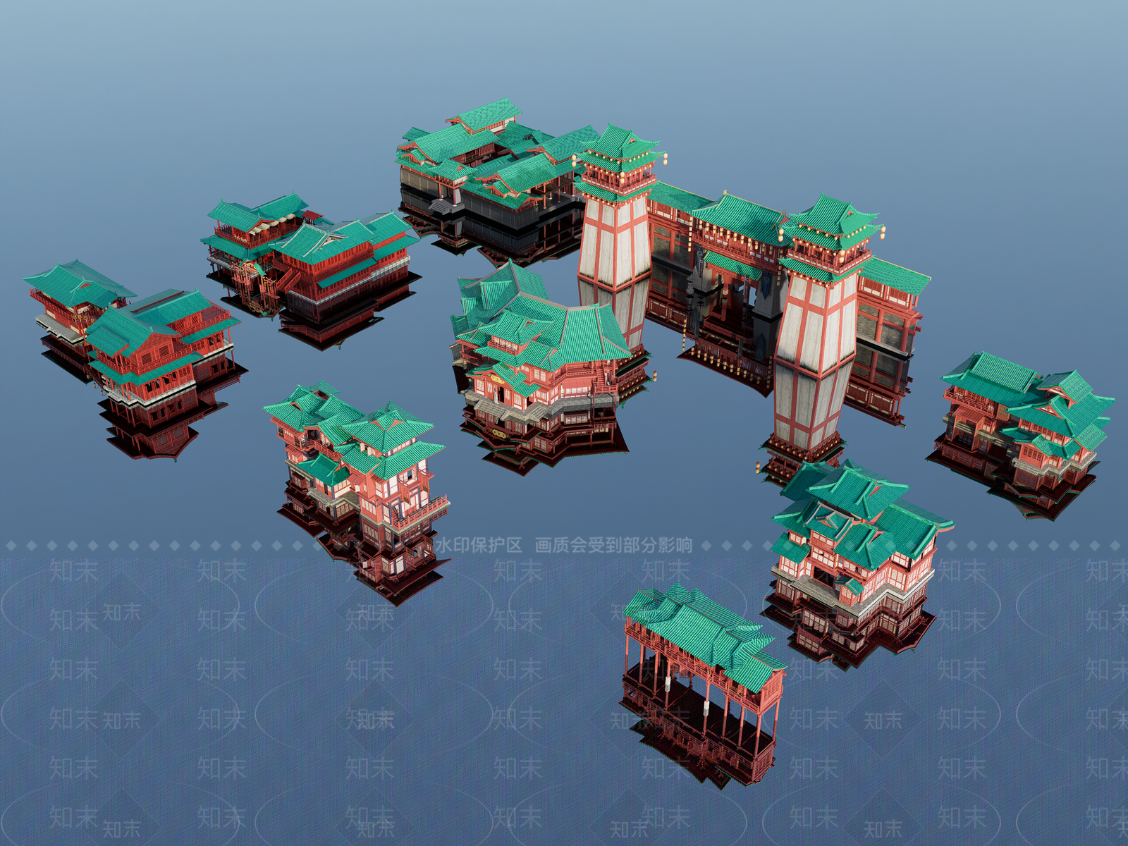 现代新中式古建3D模型下载【ID:1181273457】