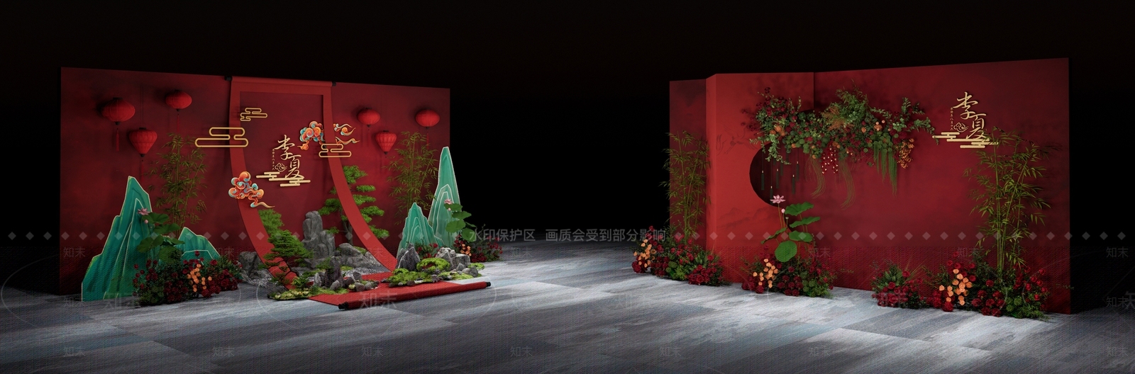 中式宴会厅SU模型下载【ID:1181042533】